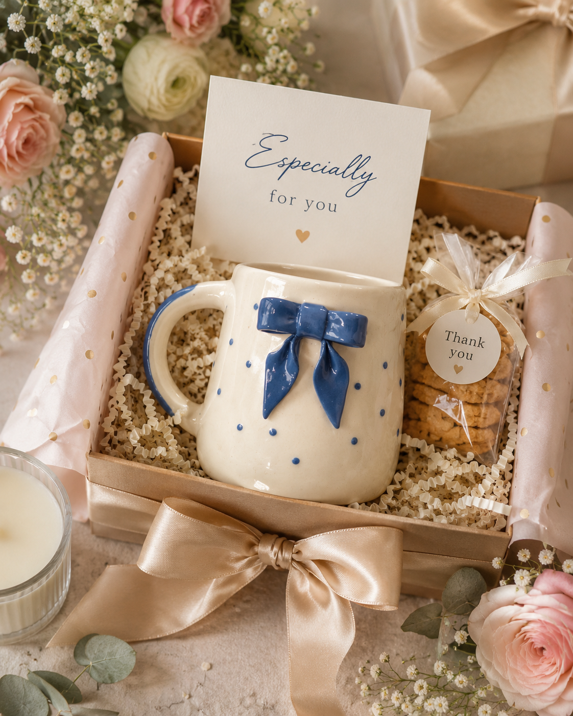 Blue Polka & Bows Mug