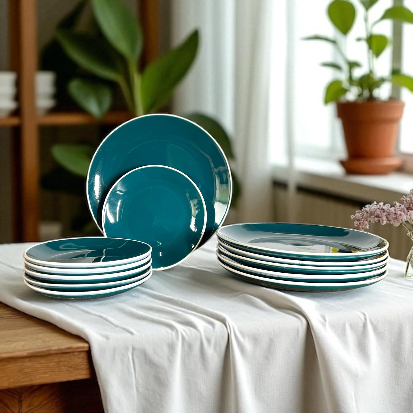 Peacock Green Dinner Set (12 Pcs)