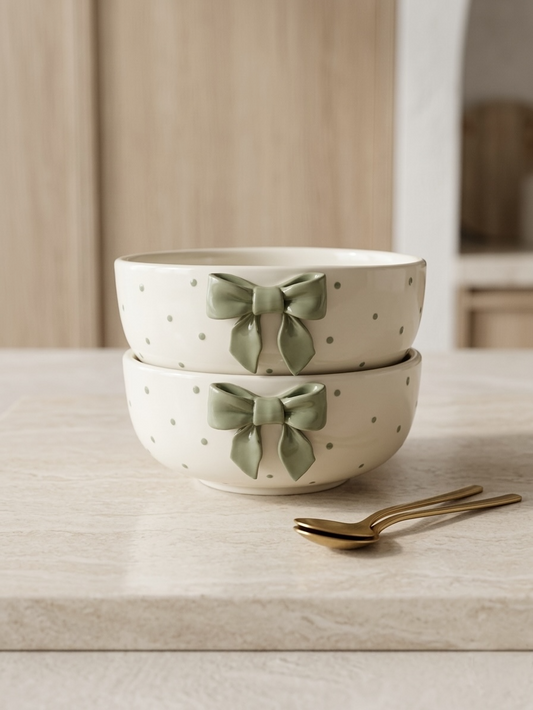 Green Bow Bowls (Pack of 2)