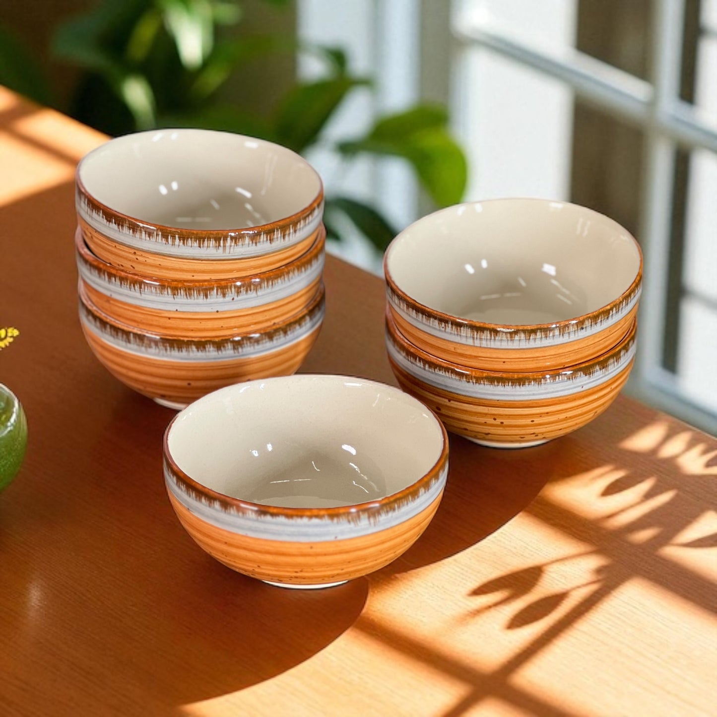Orange Spiral Bowls Set of 6