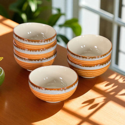 Orange Spiral Bowls Set of 6