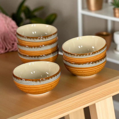 Orange Spiral Bowls Set of 6