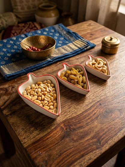 Hearts Condiments and Snacks Trays (Set of 3)