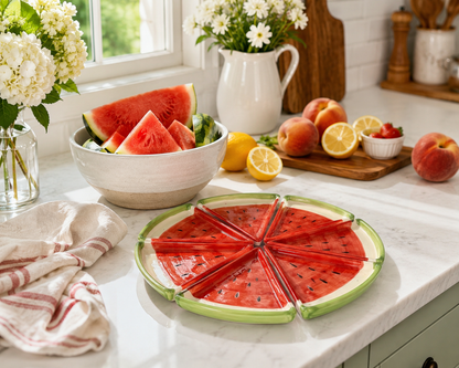 Watermelon Slice Ceramic Appetizer Plate Set
