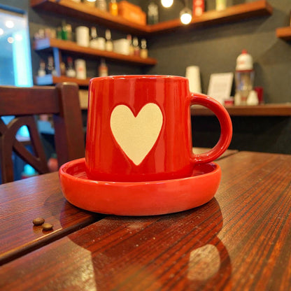Red Heart Mug & Saucer (Pack of 1)