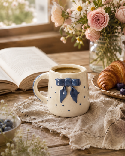 Blue Polka & Bows Mug
