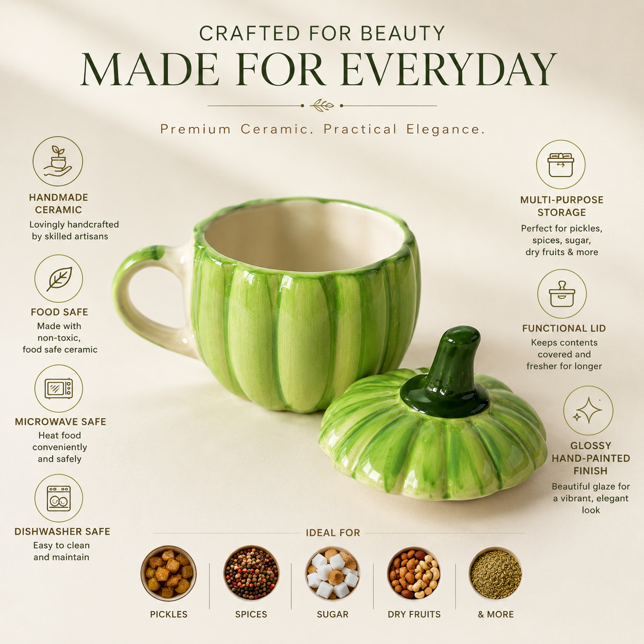 Green Pumpkin Pickle Jar