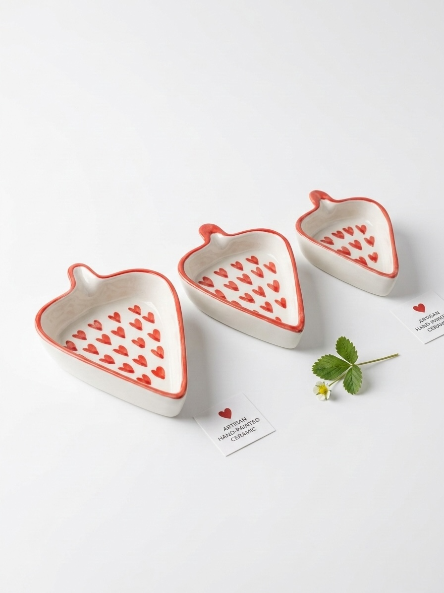 Hearts Condiments and Snacks Trays (Set of 3)