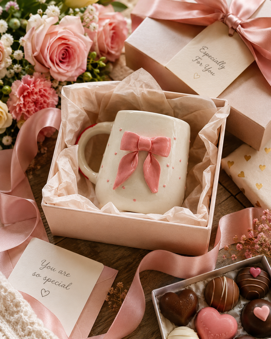 Pink Bow Polka Dot Mug