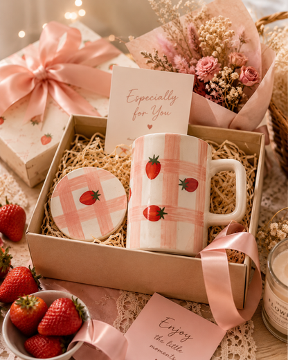 Strawberry and Cream Mug with Lid