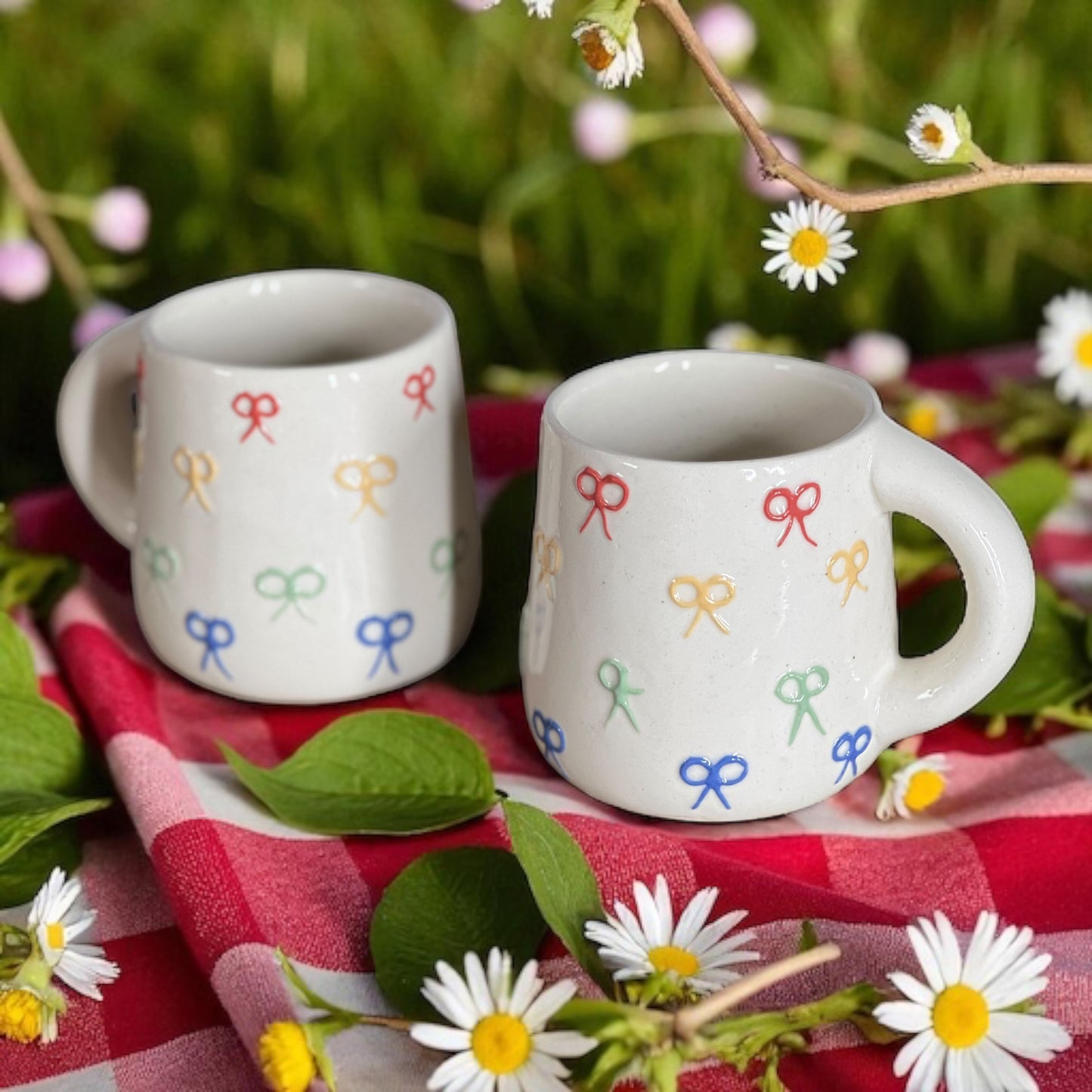 Two Rainbow Ribbon Mugs