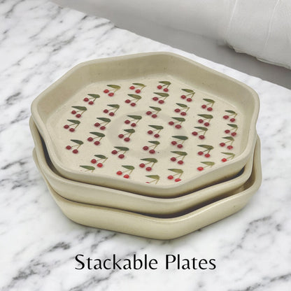 Four Cherry Snack/Dessert Plates