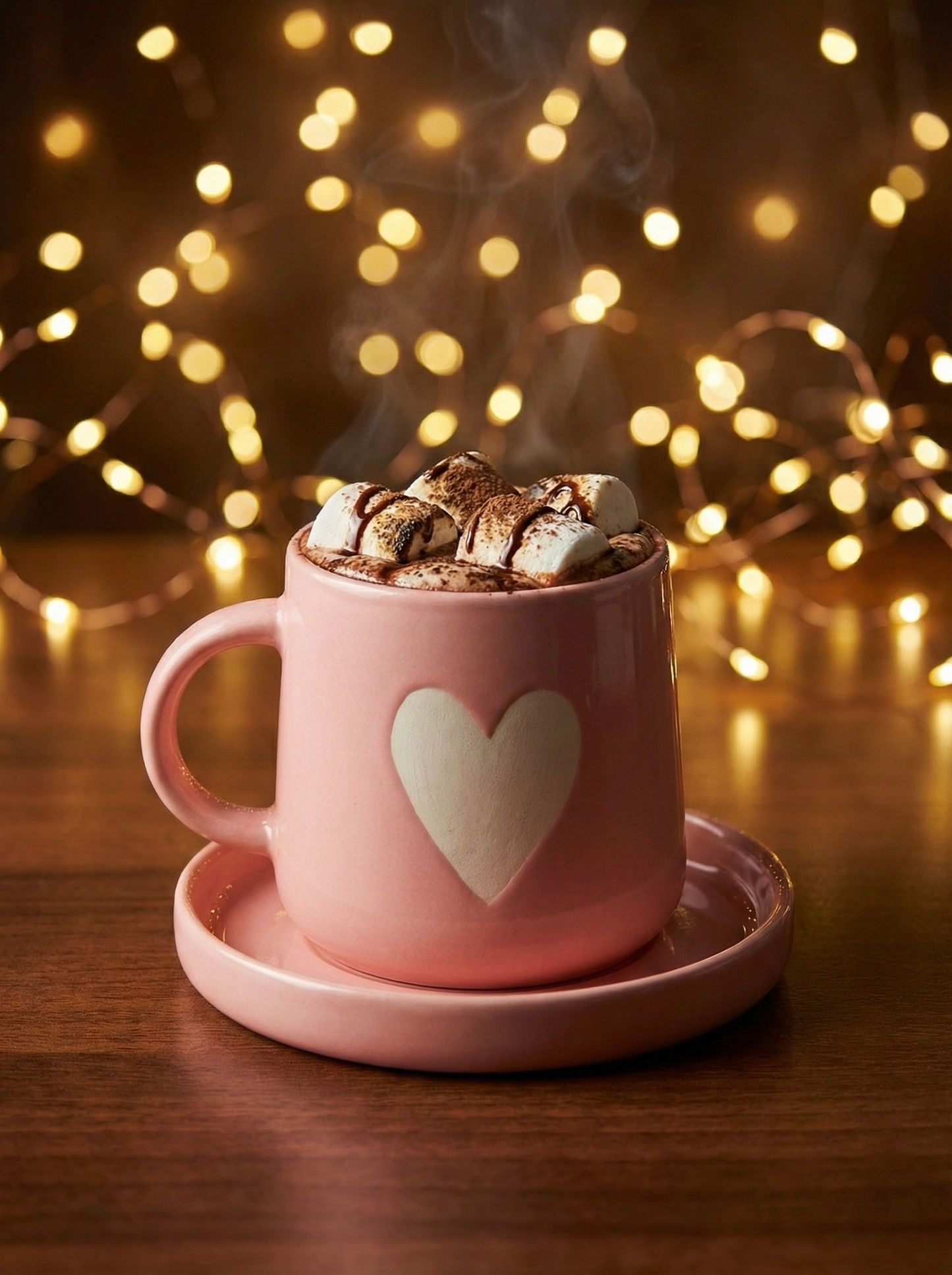 Pink Heart Mug & Saucer (Pack of 1)