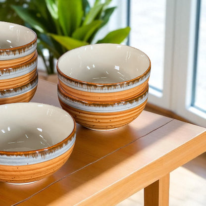 Orange Spiral Bowls Set of 6