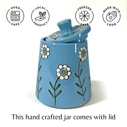 Floral Blue Jar