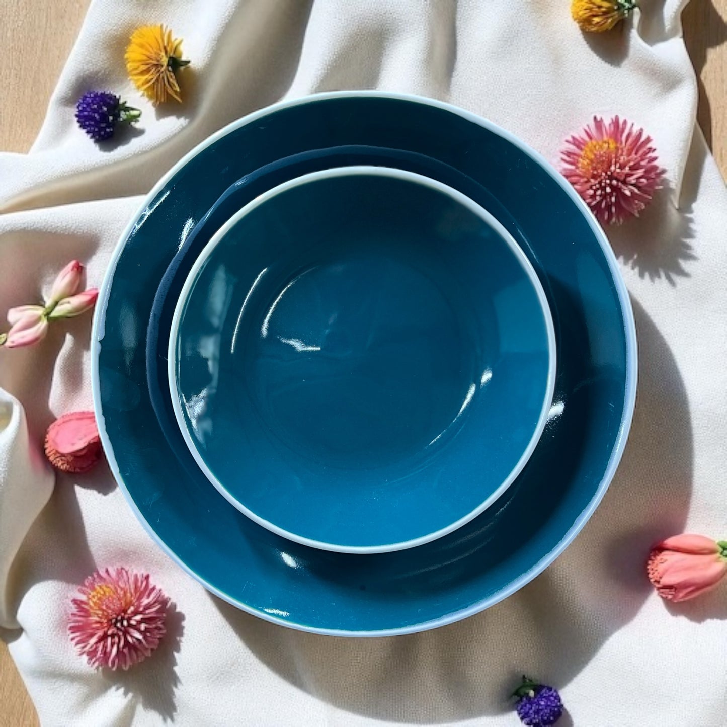 Peacock Green Dinner Set (12 Pcs)