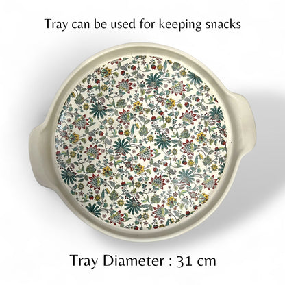 White Floral Four Cup Teapot Set