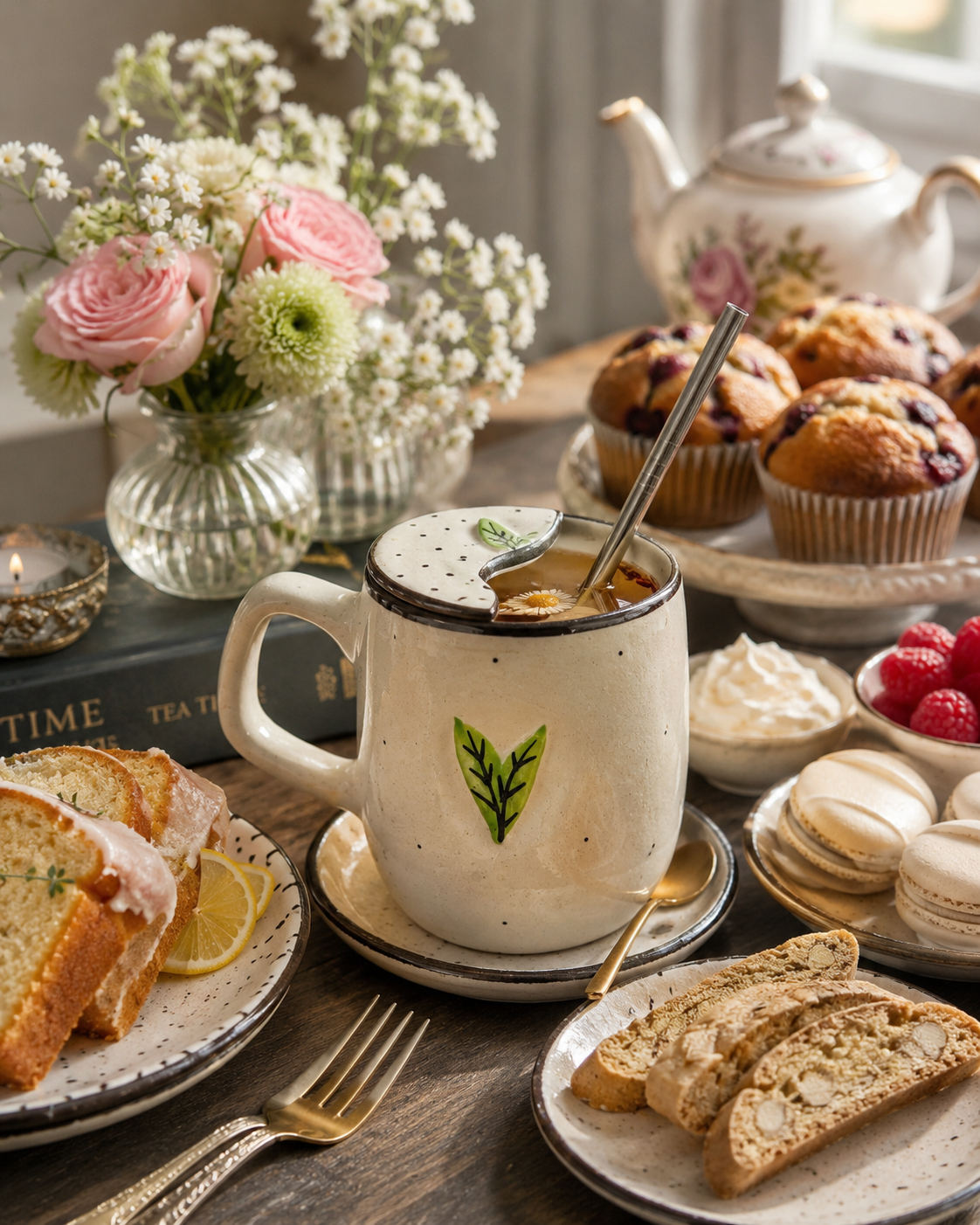 Botani Brew Mug With Lid & Straw