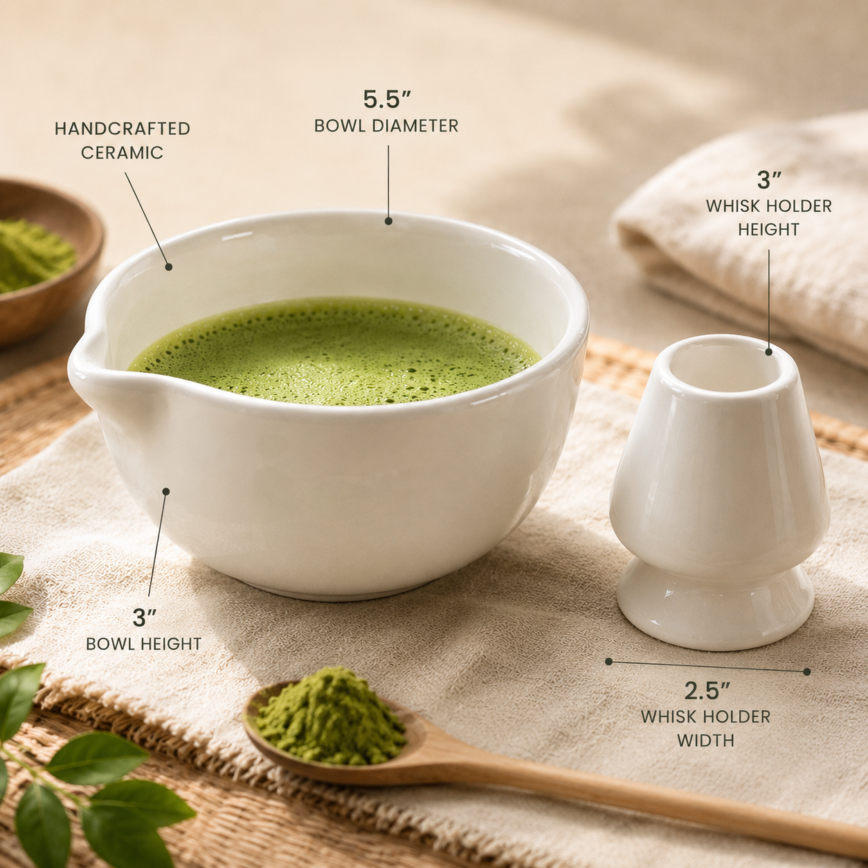 White Matcha Indian Bowl Set