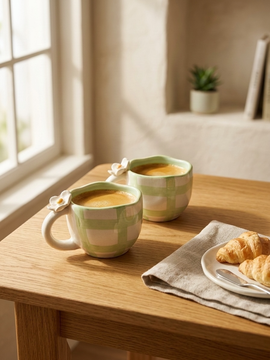 Green Check Mugs