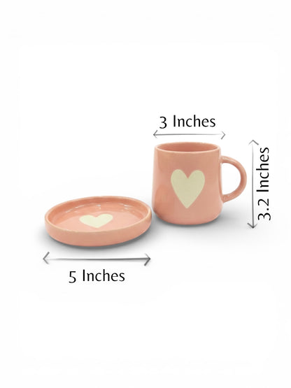 Pink Heart Mug & Saucer (Pack of 1)