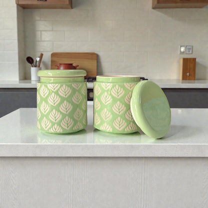 Pastel Green Design Jars Pack of 2