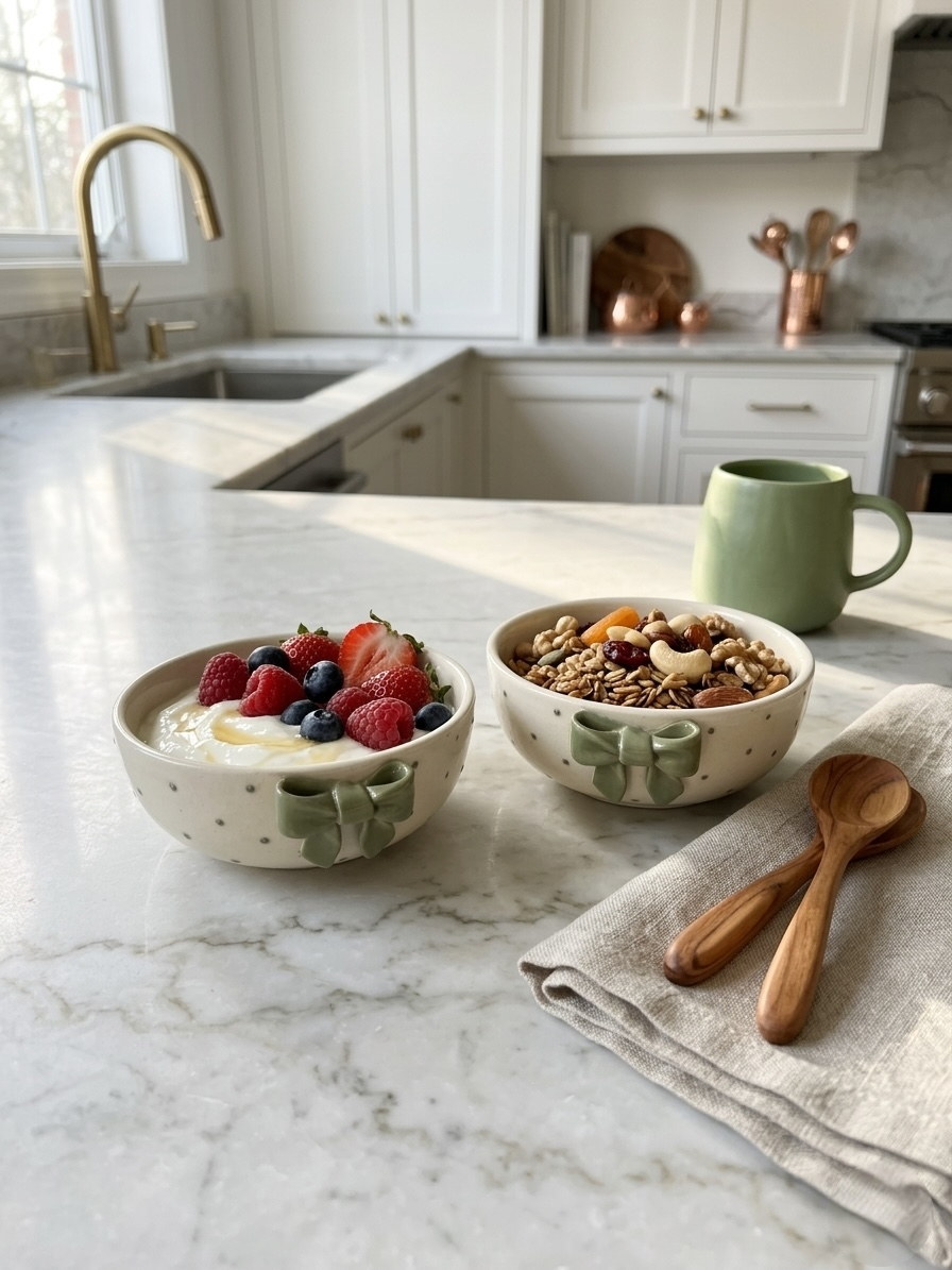 Green Bow Bowls (Pack of 2)