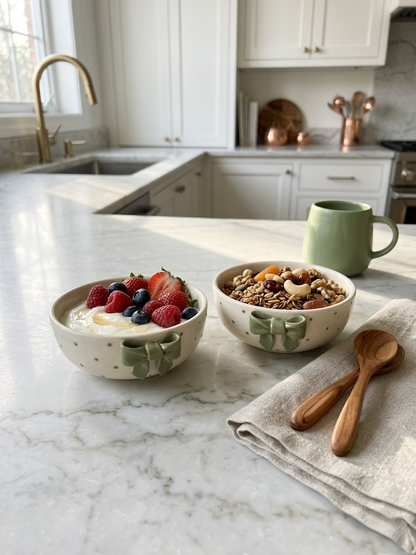 Green Bow Bowls (Pack of 2)
