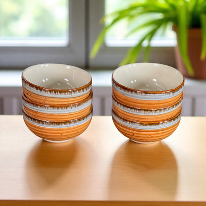 Orange Spiral Bowls Set of 6