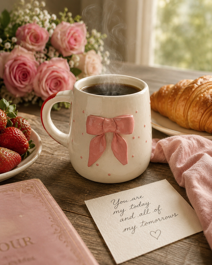 Pink Bow Polka Dot Mug