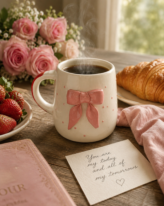 Pink Bow Polka Dot Mug
