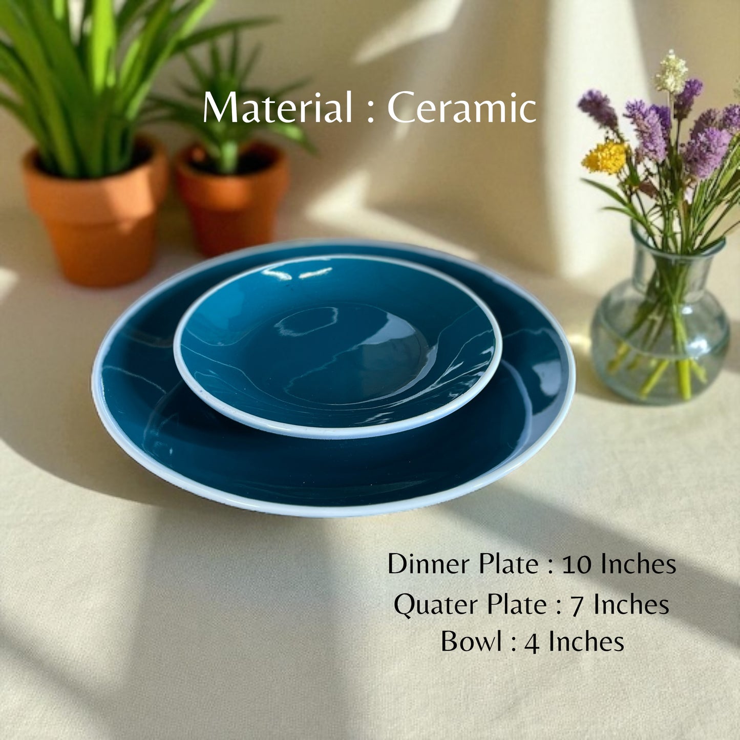 Peacock Green Dinner Set (12 Pcs)