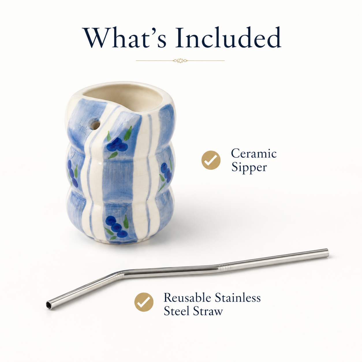 Blueberry Sipper Mug with Straw