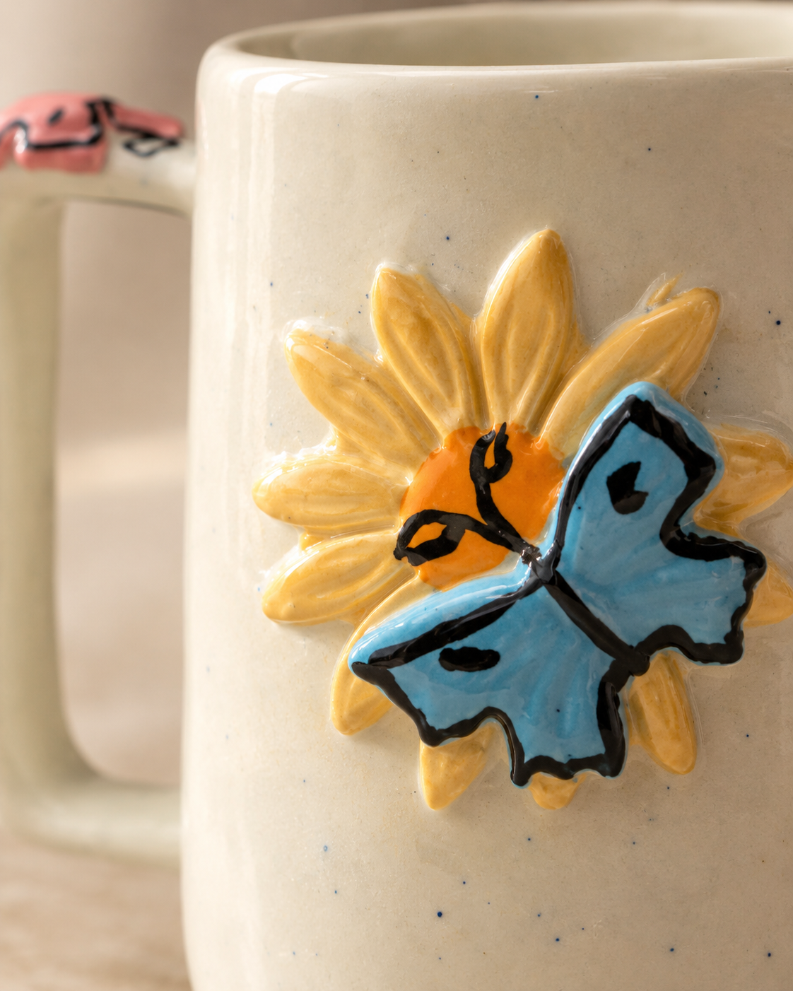 Butterfly on the Floral Mug