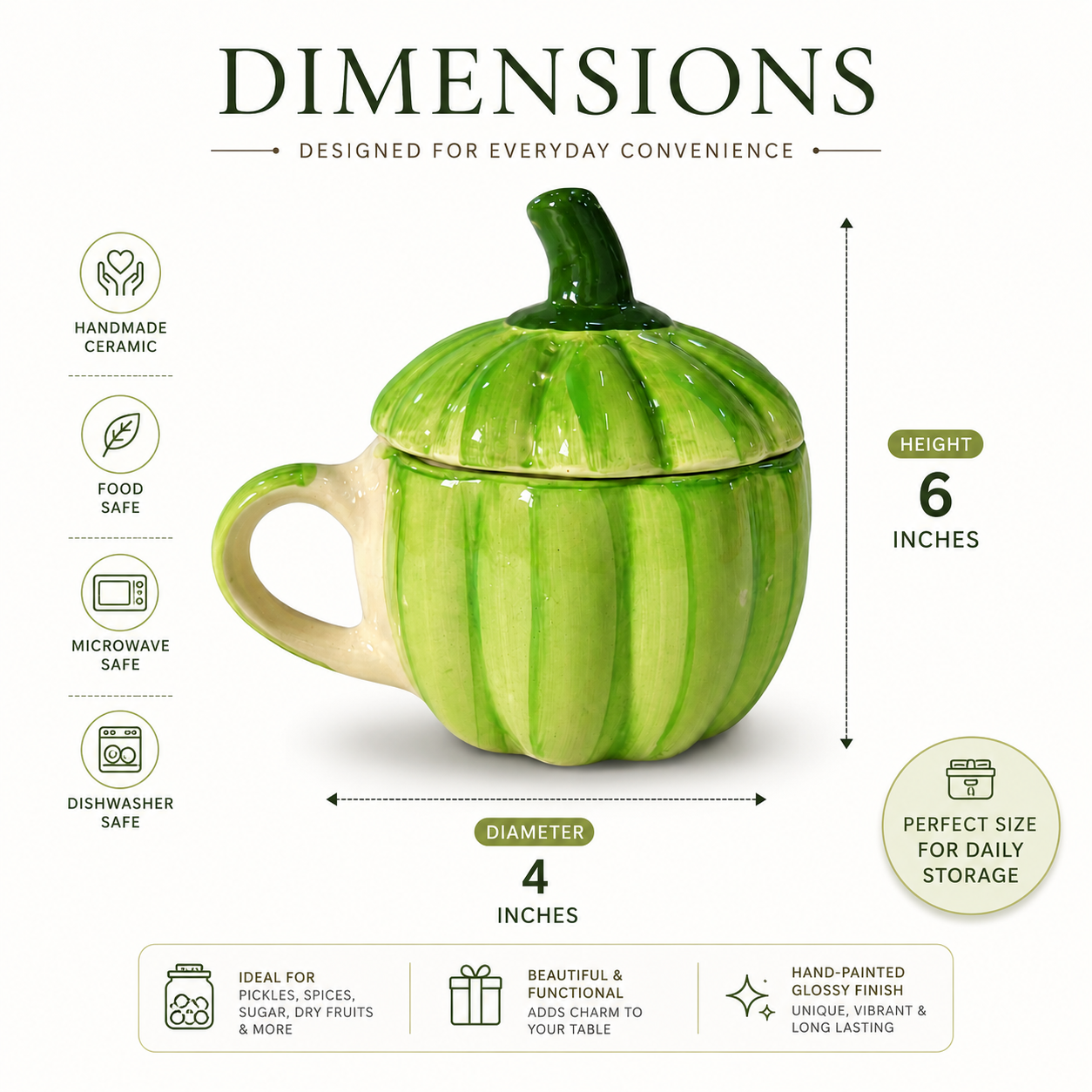 Green Pumpkin Pickle Jar