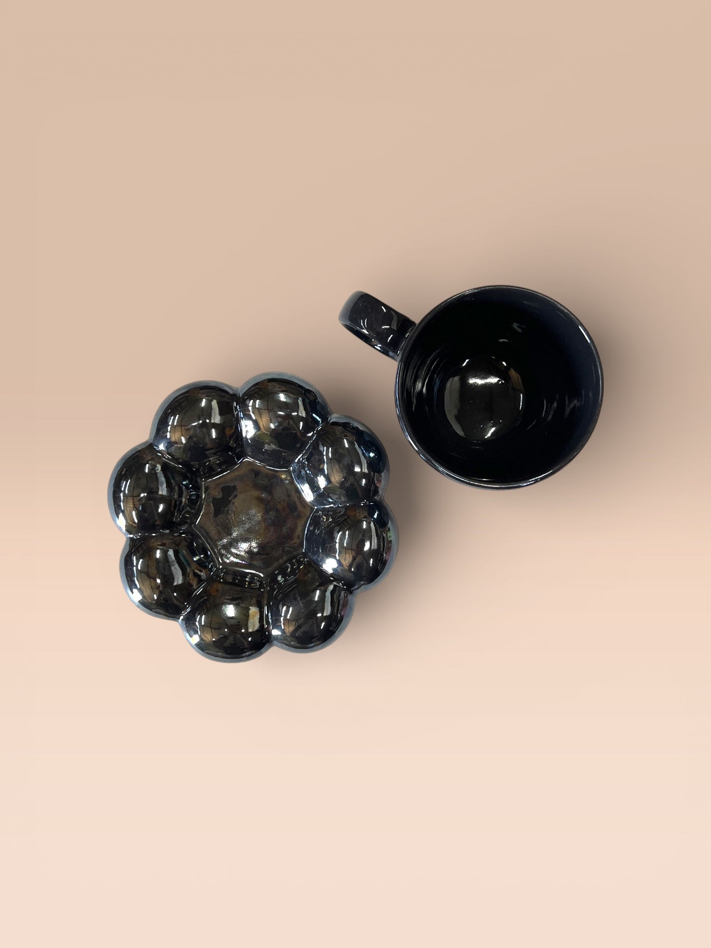 Sparkling Black Mug and Saucer (Pack of 1)