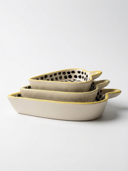 Polka Dots Condiments and Snacks Trays (Set of 3)