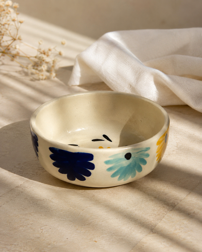 Two Yellow Blue Flower Bowls