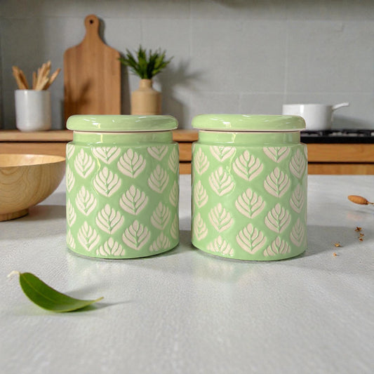 Pastel Green Design Jars Pack of 2