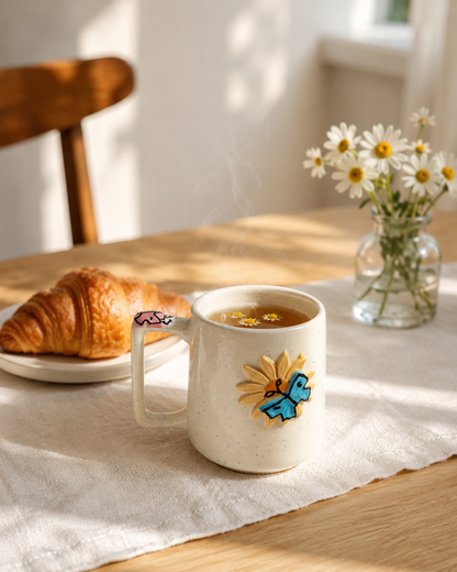 Butterfly on the Floral Mug