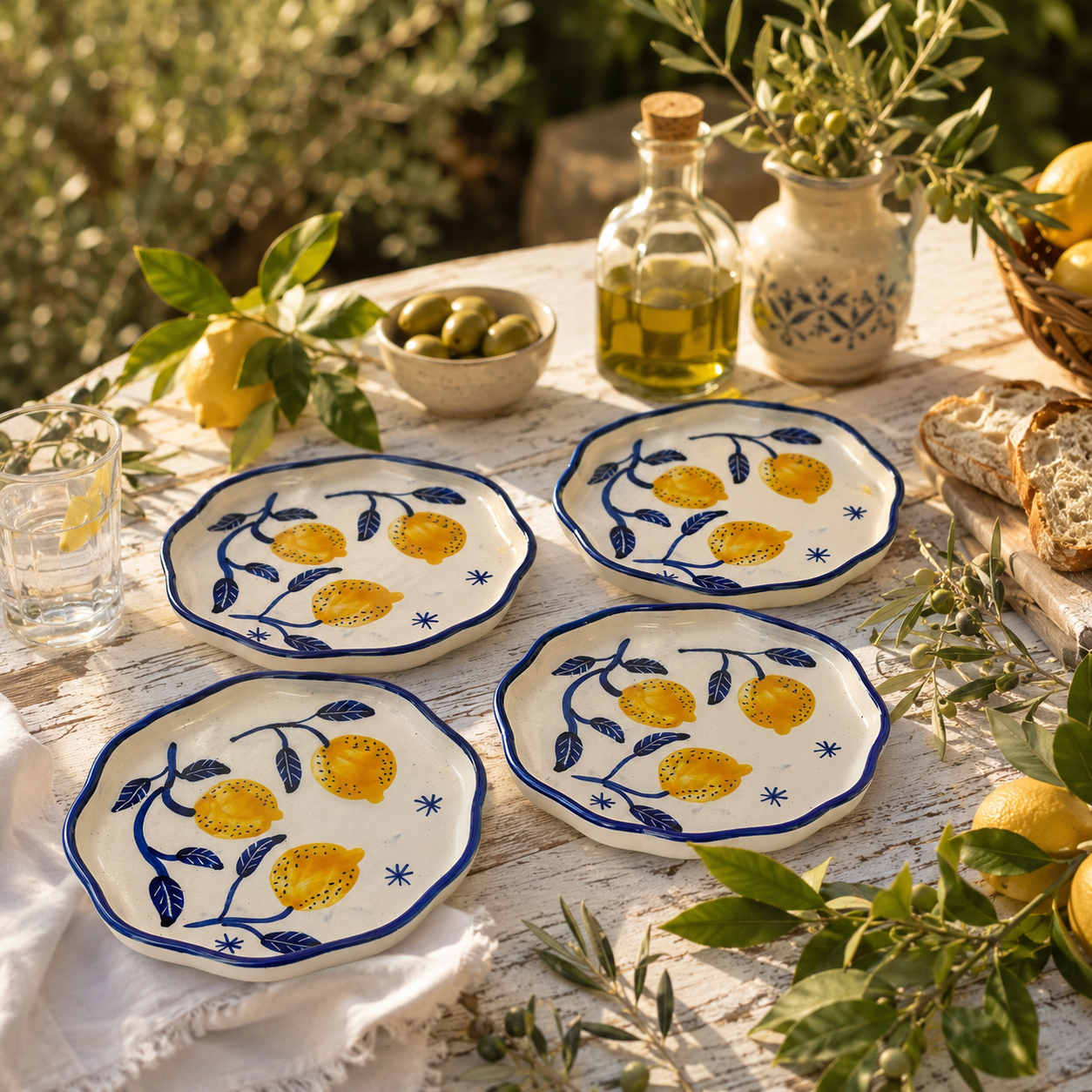 Four Lemon Snack/Dessert Plates