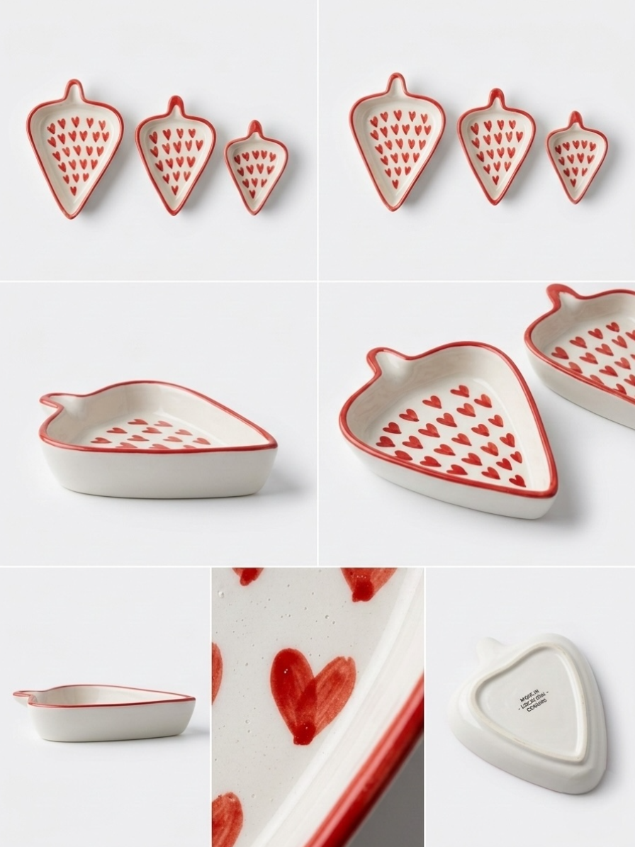 Hearts Condiments and Snacks Trays (Set of 3)