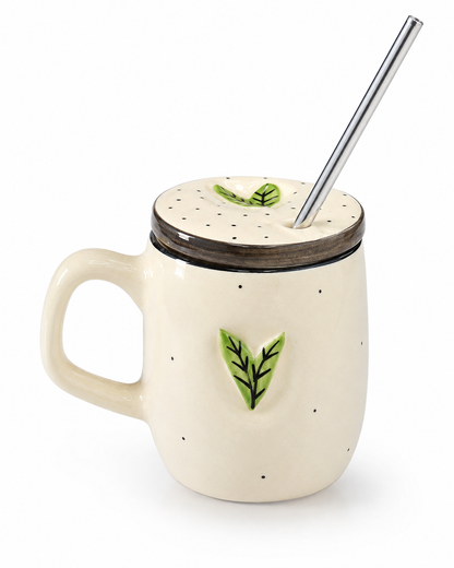 Botani Brew Mug With Lid & Straw