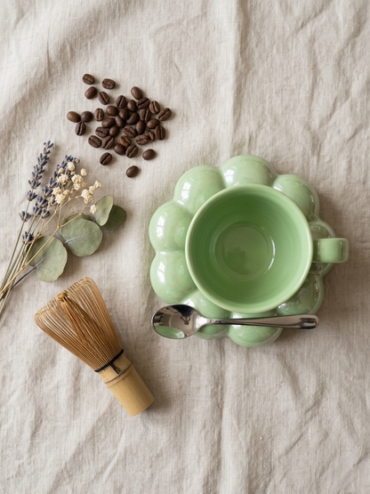 Marble Green Mug and Saucer