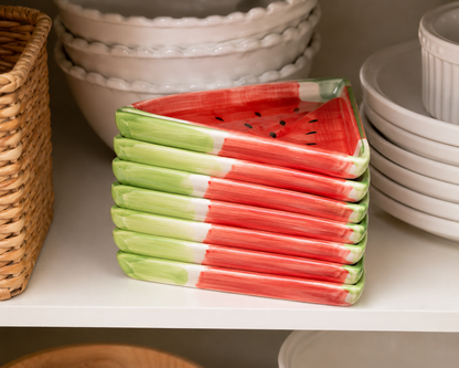 Watermelon Slice Ceramic Appetizer Plate Set