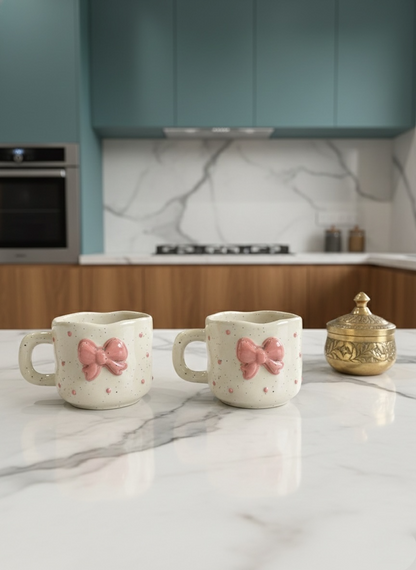 The Ribbon Mug Offwhite (Pack of 2)