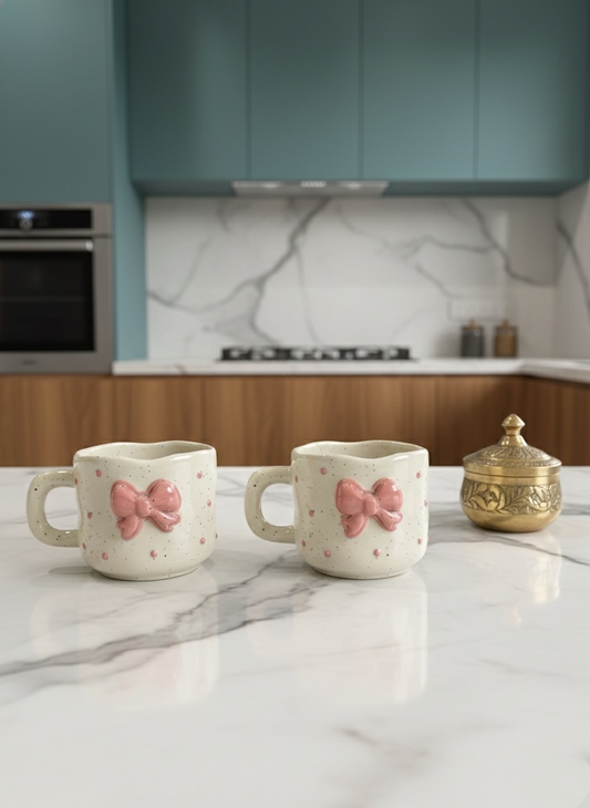 The Ribbon Mug Offwhite (Pack of 2)