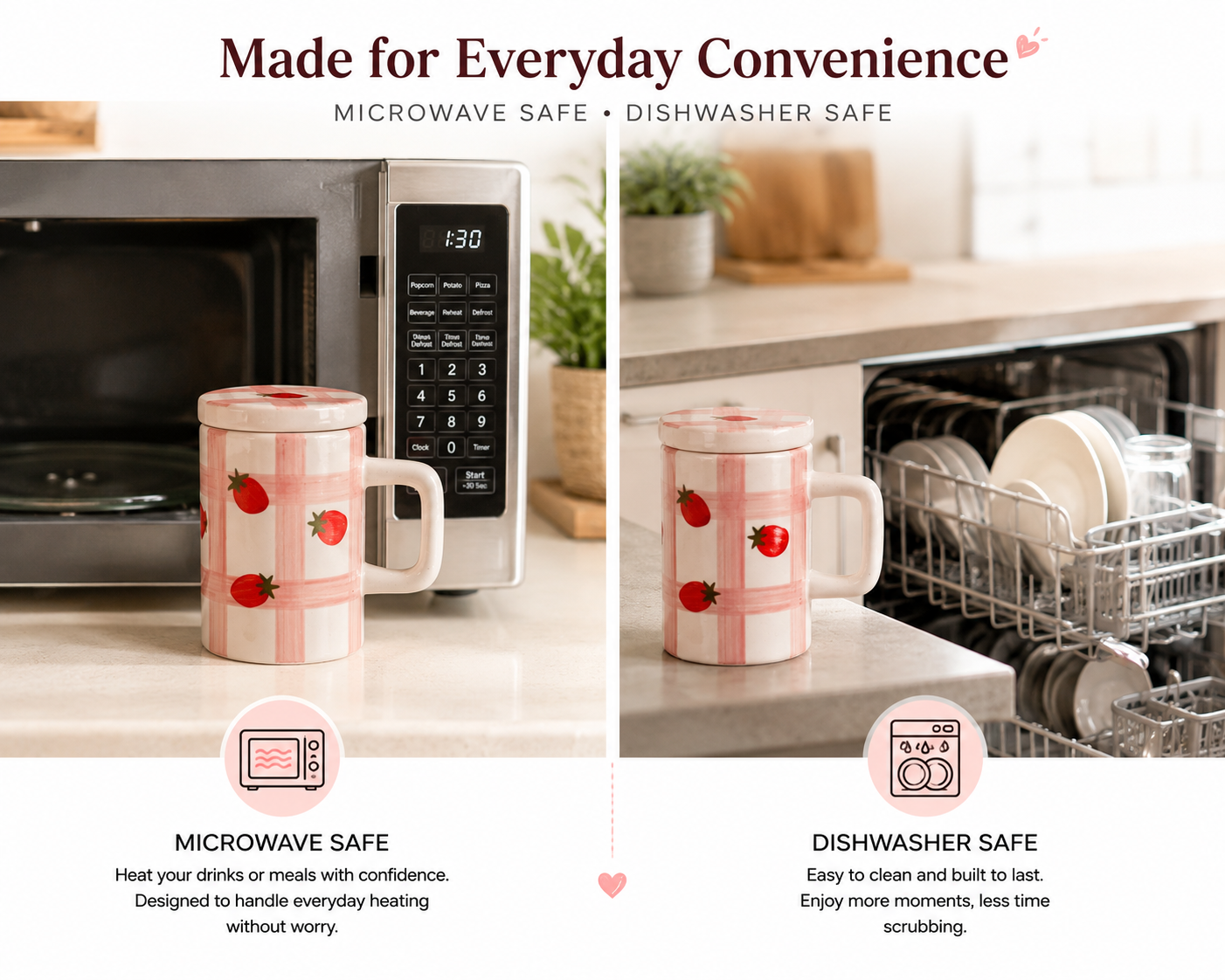 Strawberry and Cream Mug with Lid