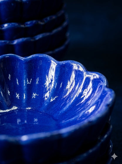 Six Blue Lotus Sweet Bowls