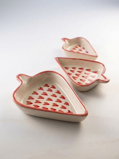 Hearts Condiments and Snacks Trays (Set of 3)